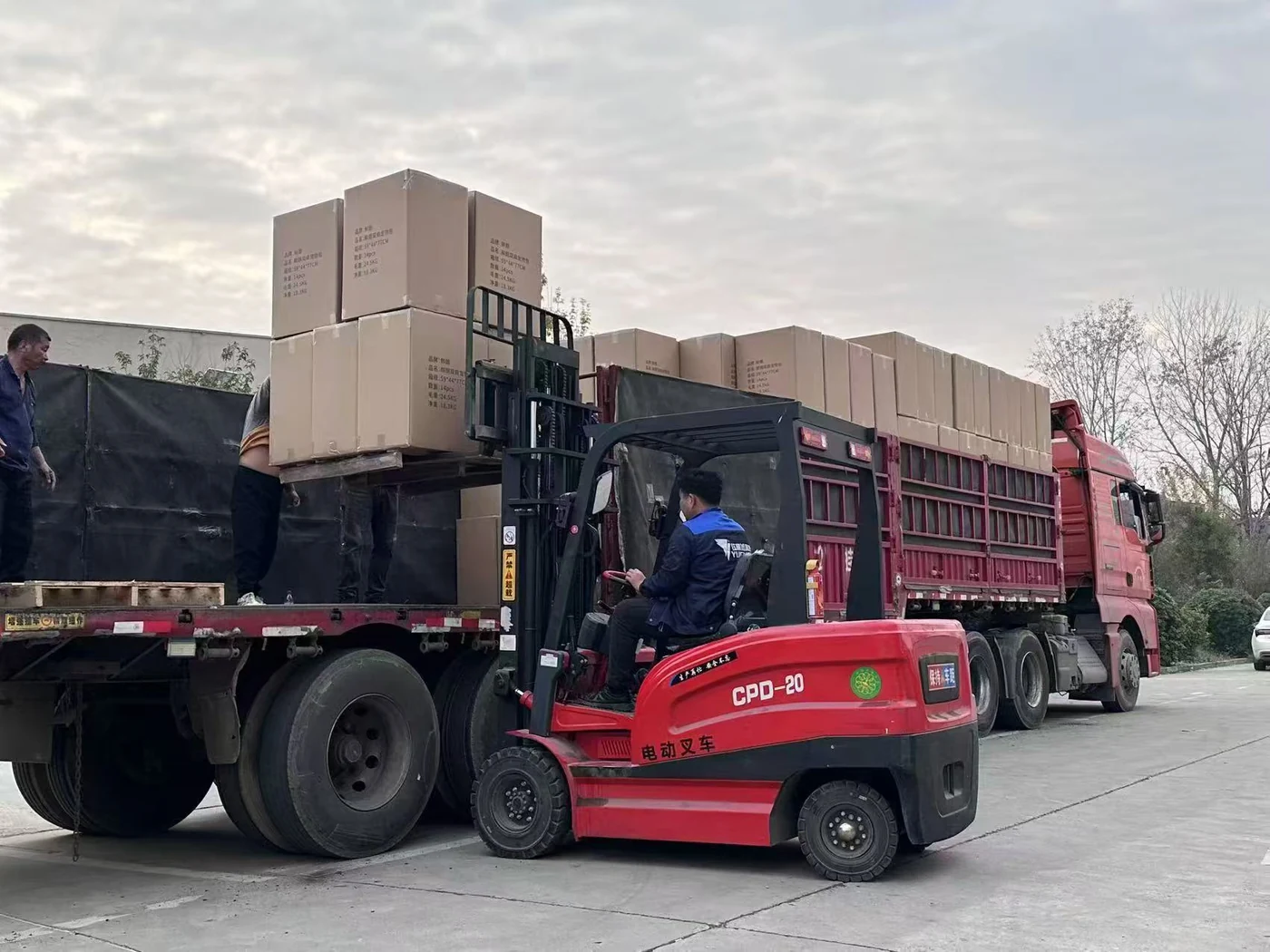 Forklift loading shipment