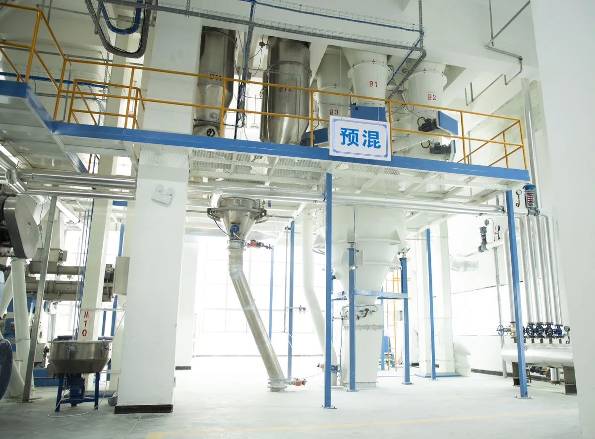 Cat litter production mixing area