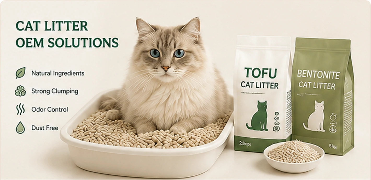 Cat litter OEM solutions including tofu and bentonite cat litter